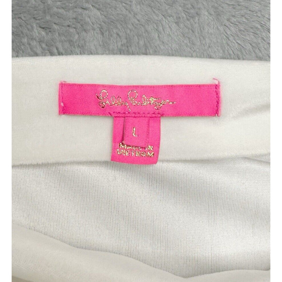 LILLY PULITZER Sheera Velour Off Shoulder Top & Mallie Pants Set Coconut White L - Picture 14 of 16